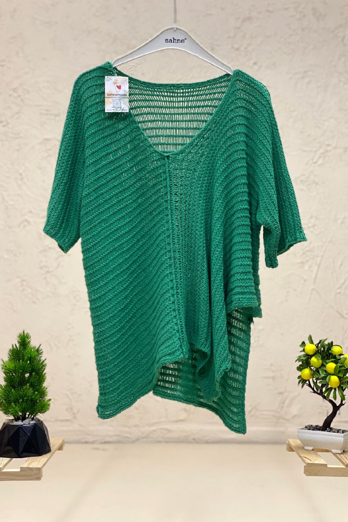 V-Neck Asymmetrical Mesh Shabby Blouse