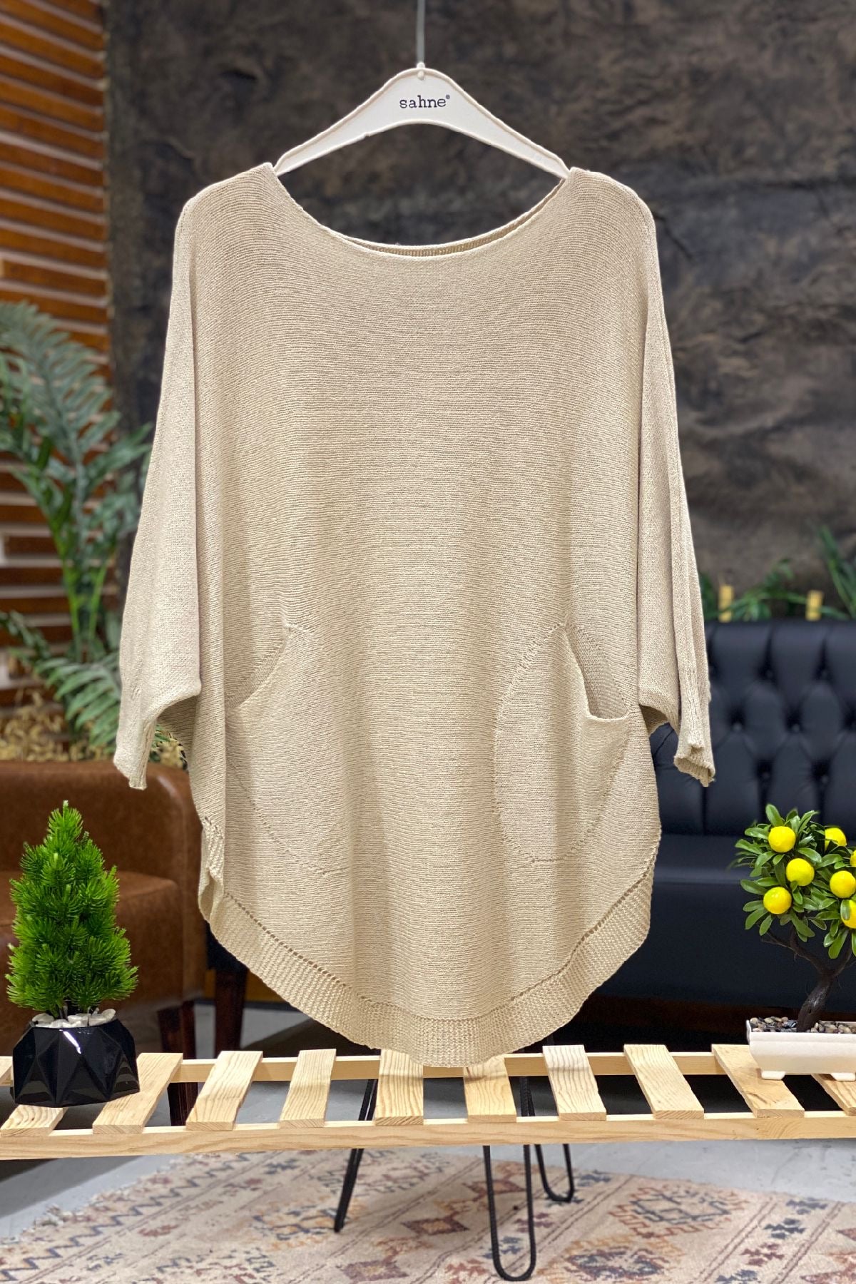 Bat Double Pocket Mercerized Tunic Blouse