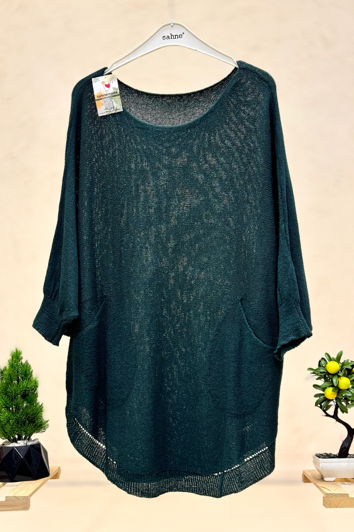 Yarasa Çift Cepli Merserize Tunik Bluz