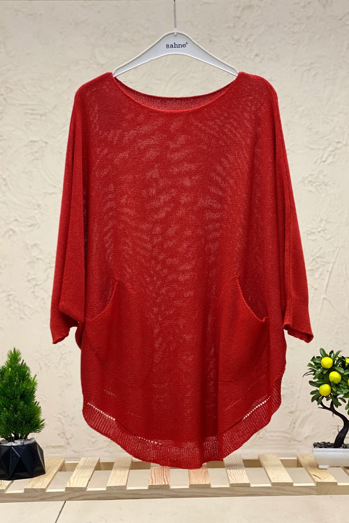 Bat Double Pocket Mercerized Tunic Blouse