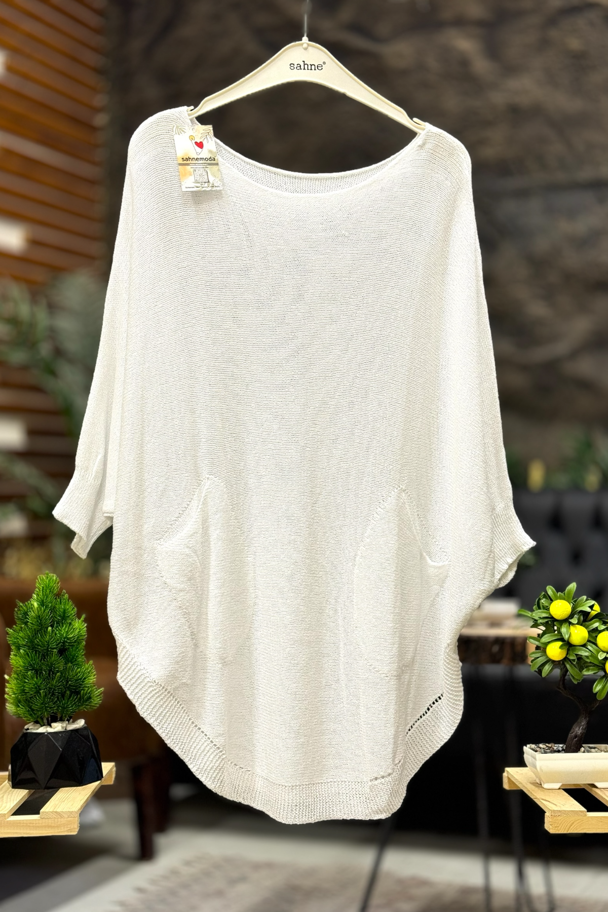 Yarasa Çift Cepli Merserize Tunik Bluz