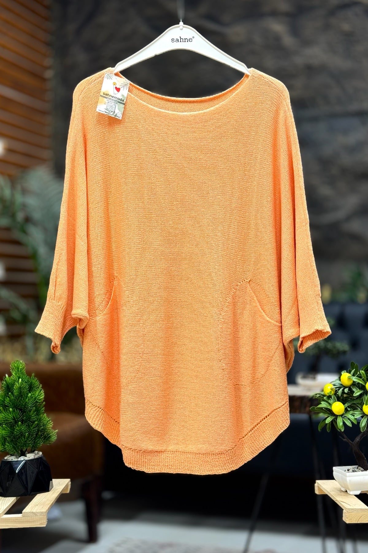 Yarasa Çift Cepli Merserize Tunik Bluz