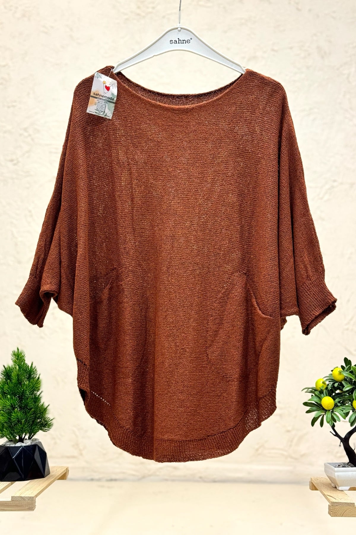 Yarasa Çift Cepli Merserize Tunik Bluz