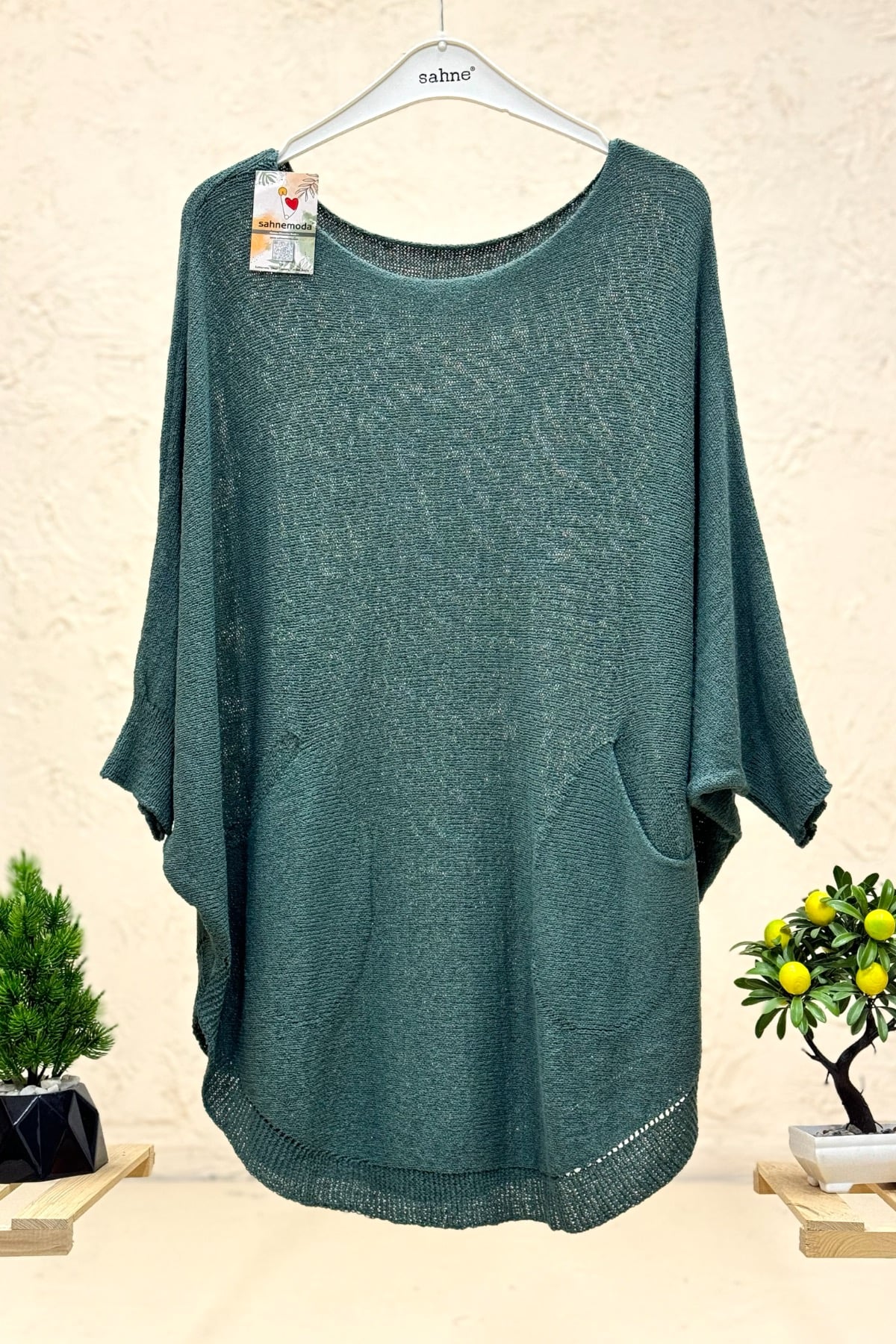 Yarasa Çift Cepli Merserize Tunik Bluz