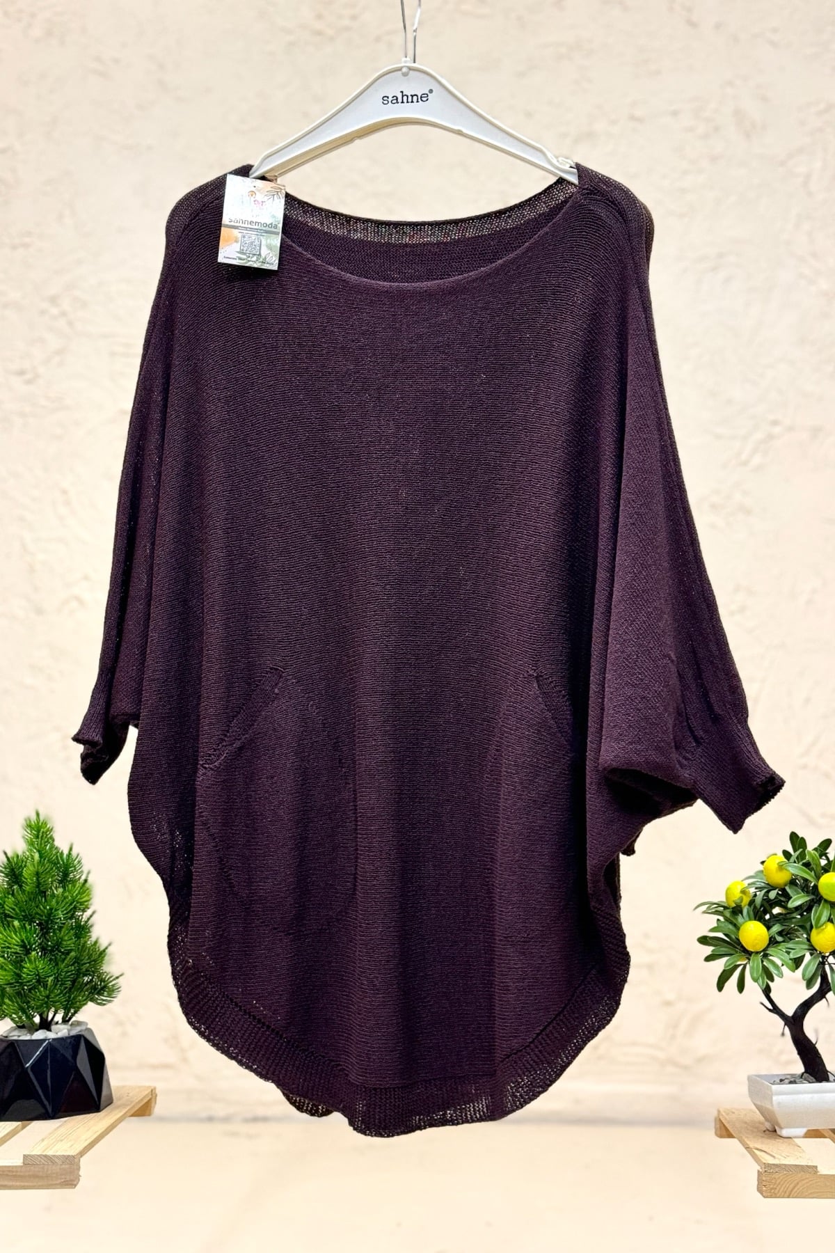 Yarasa Çift Cepli Merserize Tunik Bluz