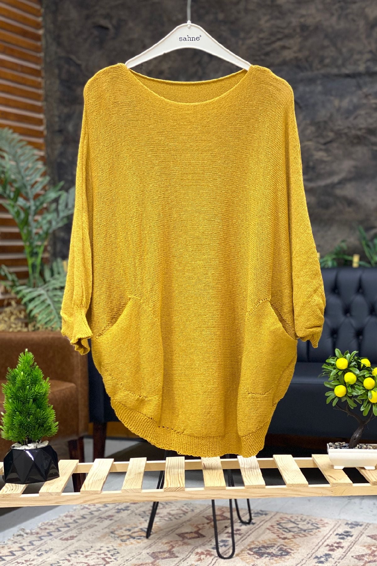 Bat Double Pocket Mercerized Tunic Blouse