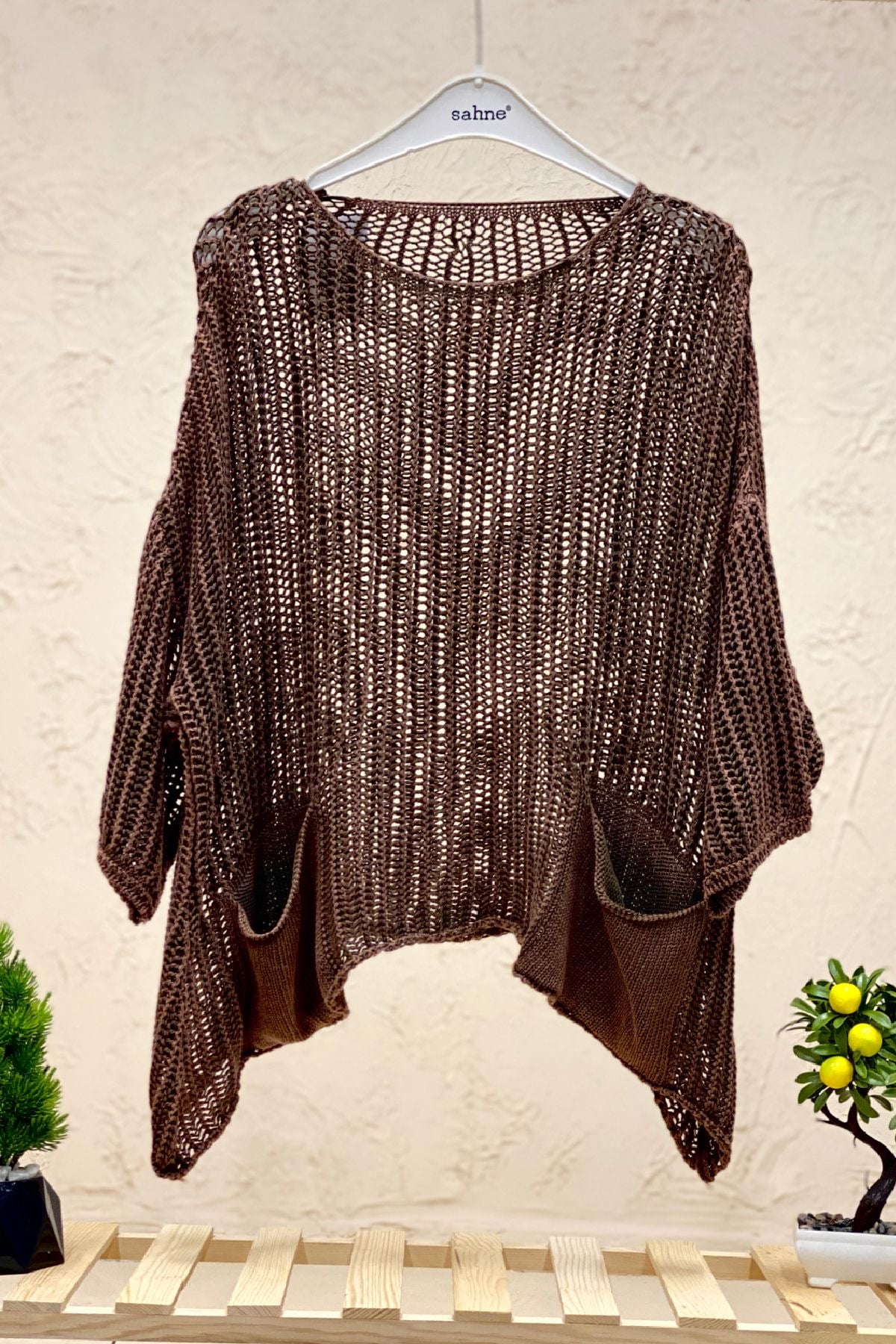 Shabby Fishnet Blouse with Washed Pockets