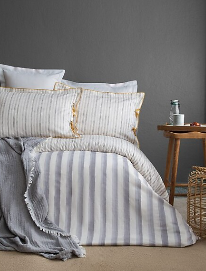 APRICITAS HOME C.K MUSLIN YATAK ORTULU NEVRESIM SET STRIPE GRI