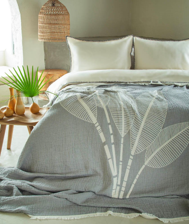 APRICITAS HOME C.K MUSLIN YATAK ORTULU NEVRESIM SET JUNE GRI