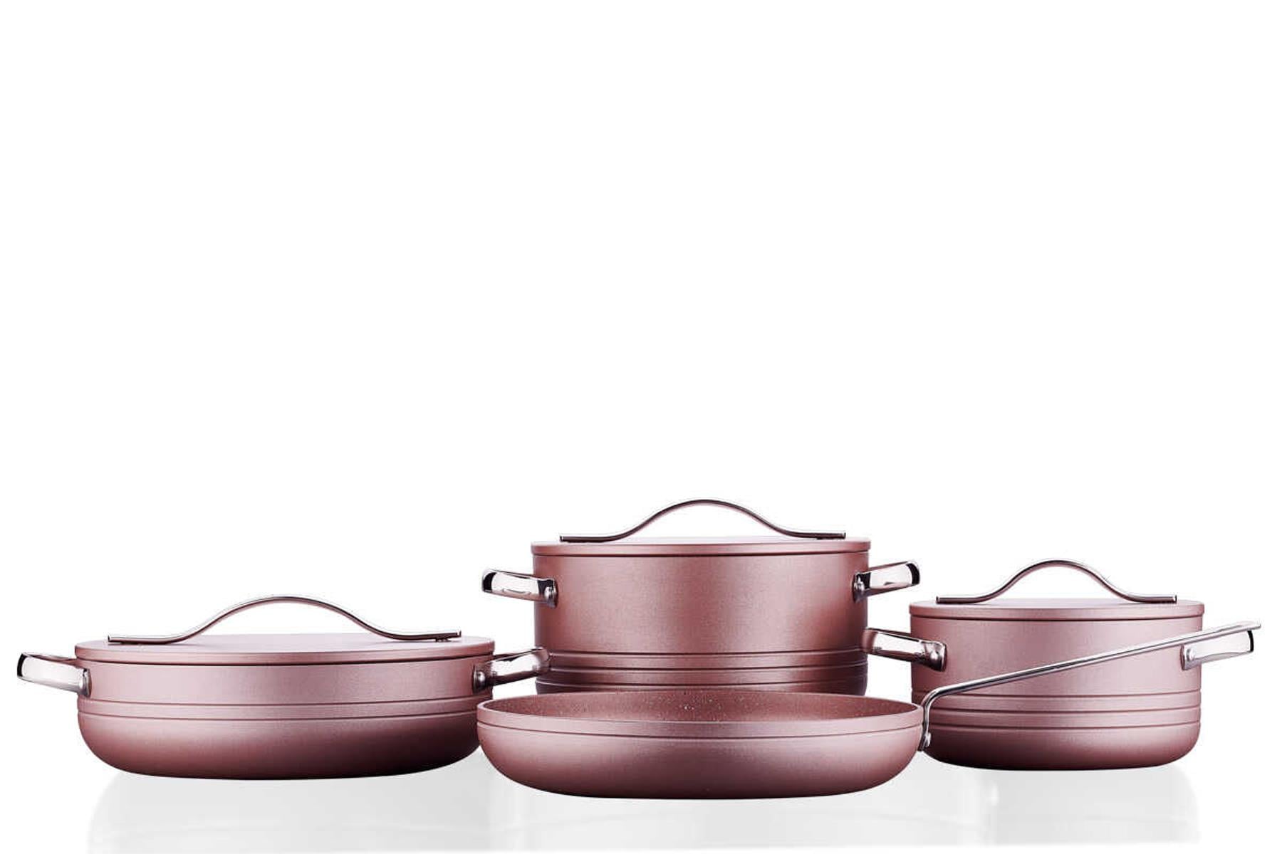 KORKMAZ A2620 LINEA PLUS 7 PARCA TENCERE SETI ROSEGOLD
