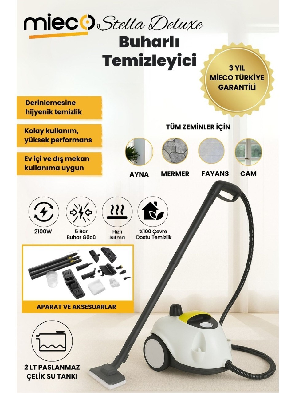MIECO STELLA DELUXE BUHARLI TEMIZLEME MAKINESI