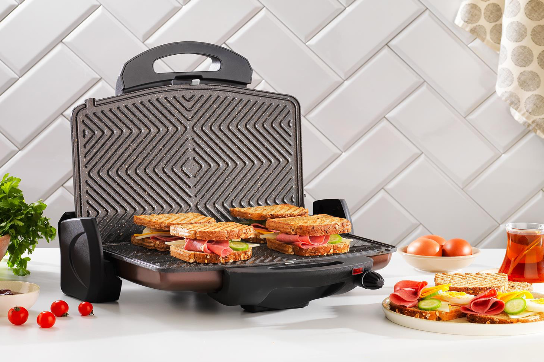 SCHAFER 2SE259 25007 KAH01 GRILL CHEF ELEKTRIKLI TOST MAKINASI KAHVERENGI
