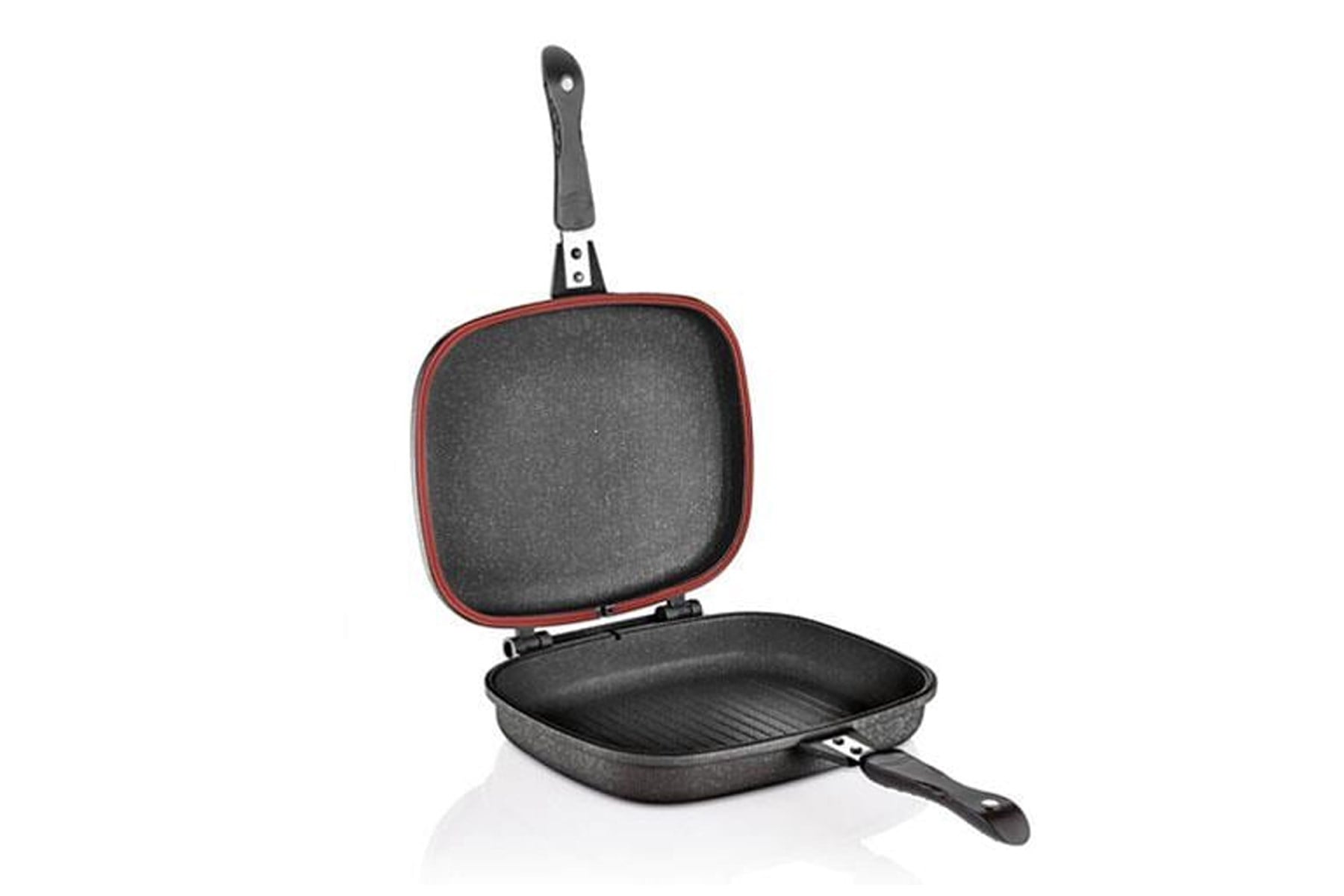 SCHAFER 747 KARE DOUBLE GRILL PAN 34 CM 2 PARCA TAVA  SIYAH