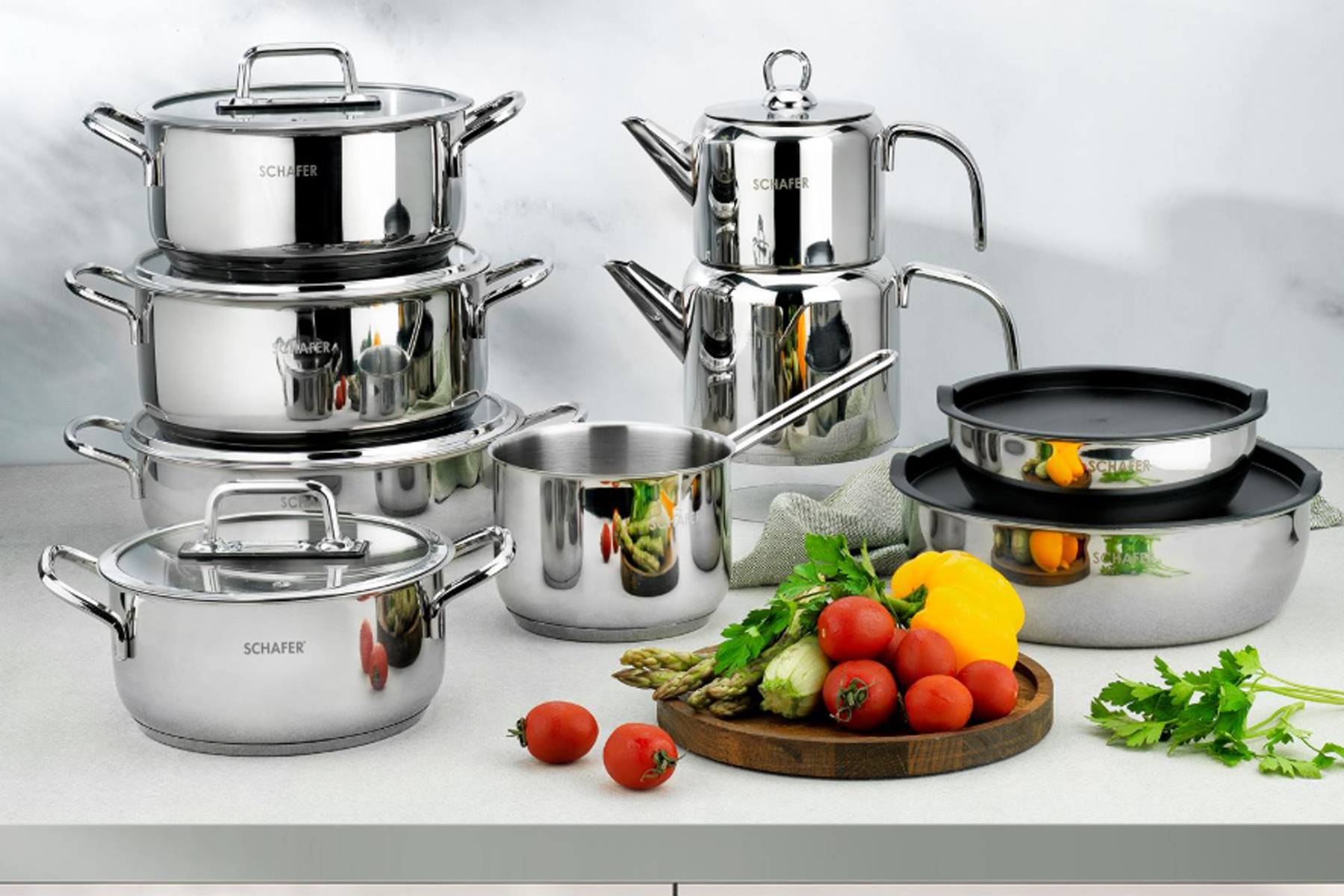 SCHAFER INX01 428 GRANDE MIA CELIK CEYIZ SETI 16 PARCA - INOX