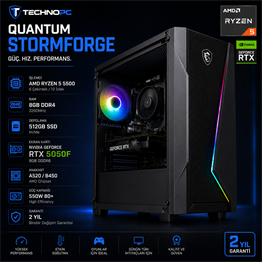 TECHNOPC QUANTUM STORMFORGE RYZEN 5 5500 8GB/DDR4/512GB RTX5050F KASA