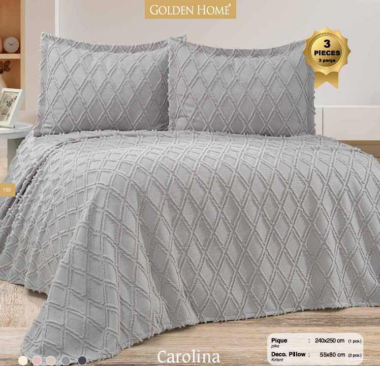 GOLDEN HOME CAROLINA CIFT KISILIK PIKE TAKIMI GRI