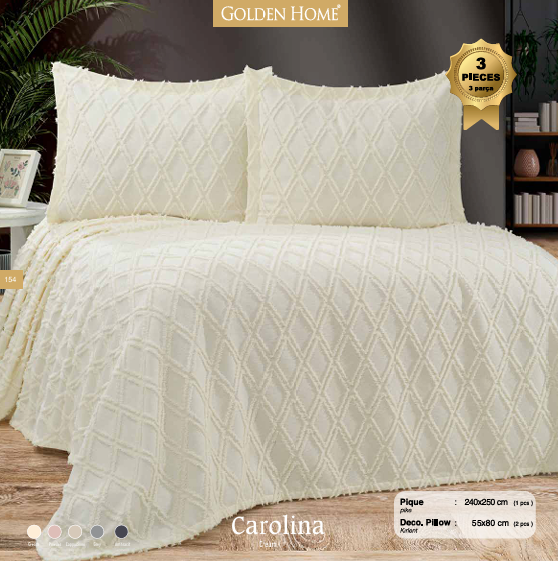 GOLDEN HOME CAROLINA TEK KISILIK PIKE TAKIMI KREM