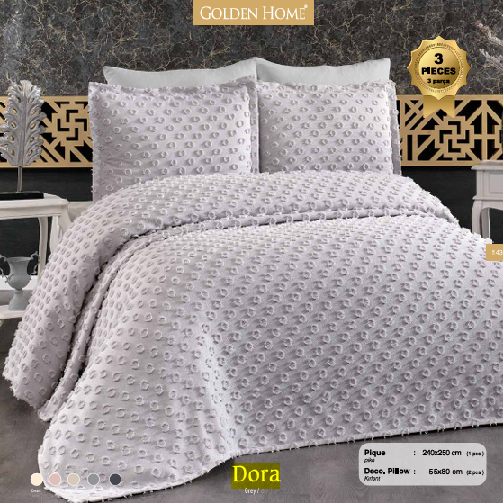 GOLDEN HOME DORA CIFT KISILIK PIKE TAKIMI GRI