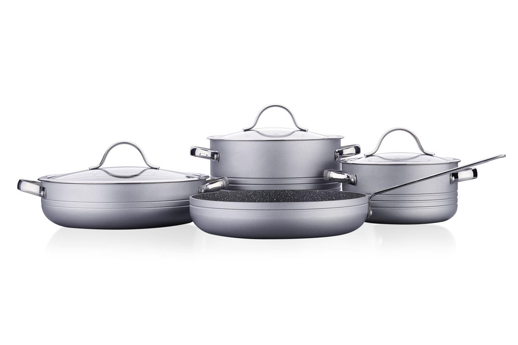 KORKMAZ A2619-3 LINEA GRI 7 PARCA TENCERE SETI