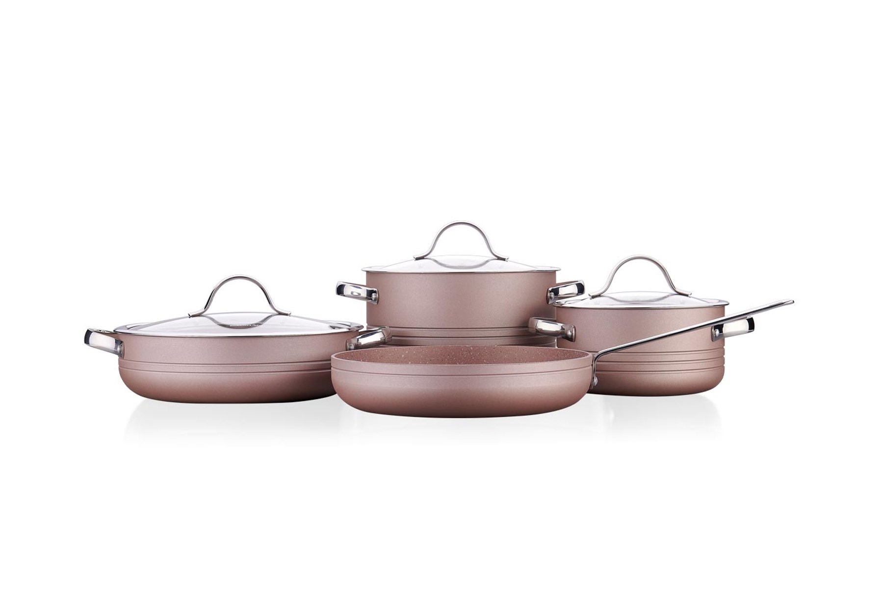 KORKMAZ A2619 LINEA ROSEGOLD 7 PARCA TENCERE SETI