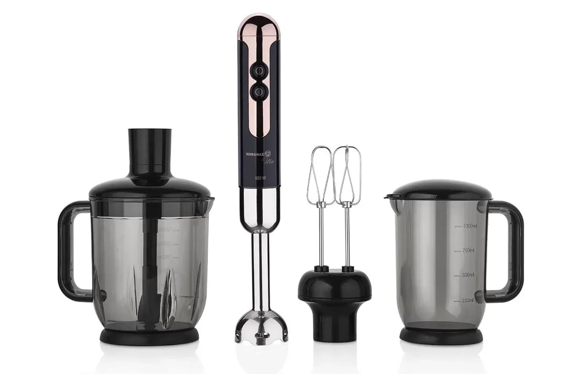 KORKMAZ A447-15 MIA MEGA DELUXE BLENDER SET SIYAH/ROSEGOLD