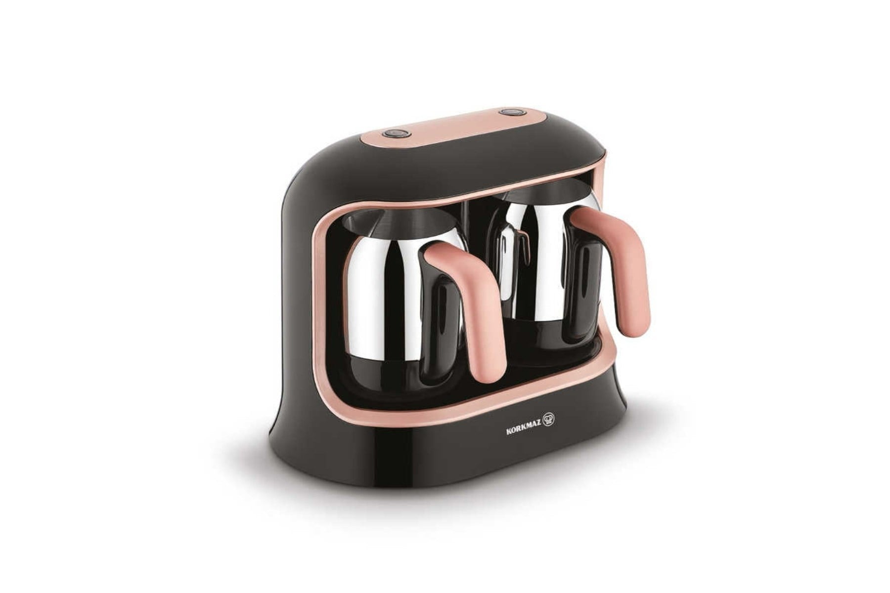 KORKMAZ A861-04 KAHVEKOLIK DELUXE TWIN KAHVE MAKINASI SIYAH-ROSEGOLD