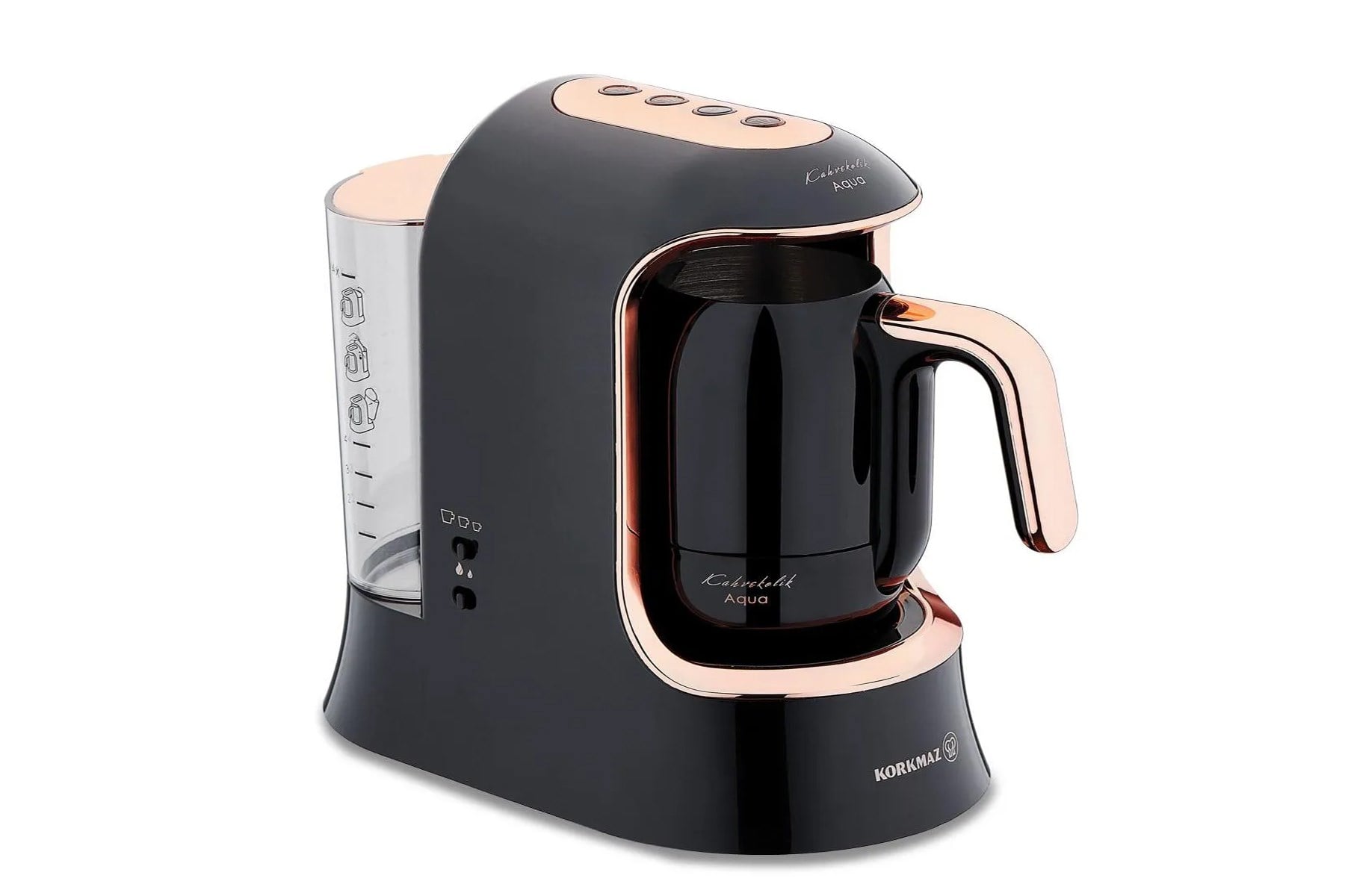 KORKMAZ A862-04 DELUXE AQUA KAHVEKOLIK KAHVE MAKINASI SIYAH-ROSEGOLD