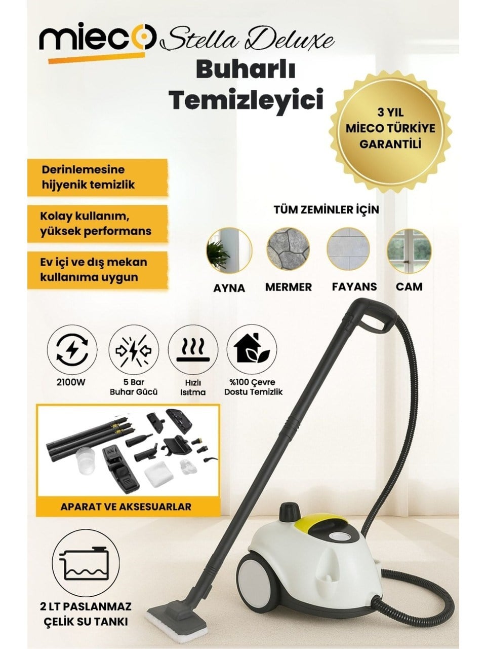 MIECO STELLA DELUXE BUHARLI TEMIZLEME MAKINESI