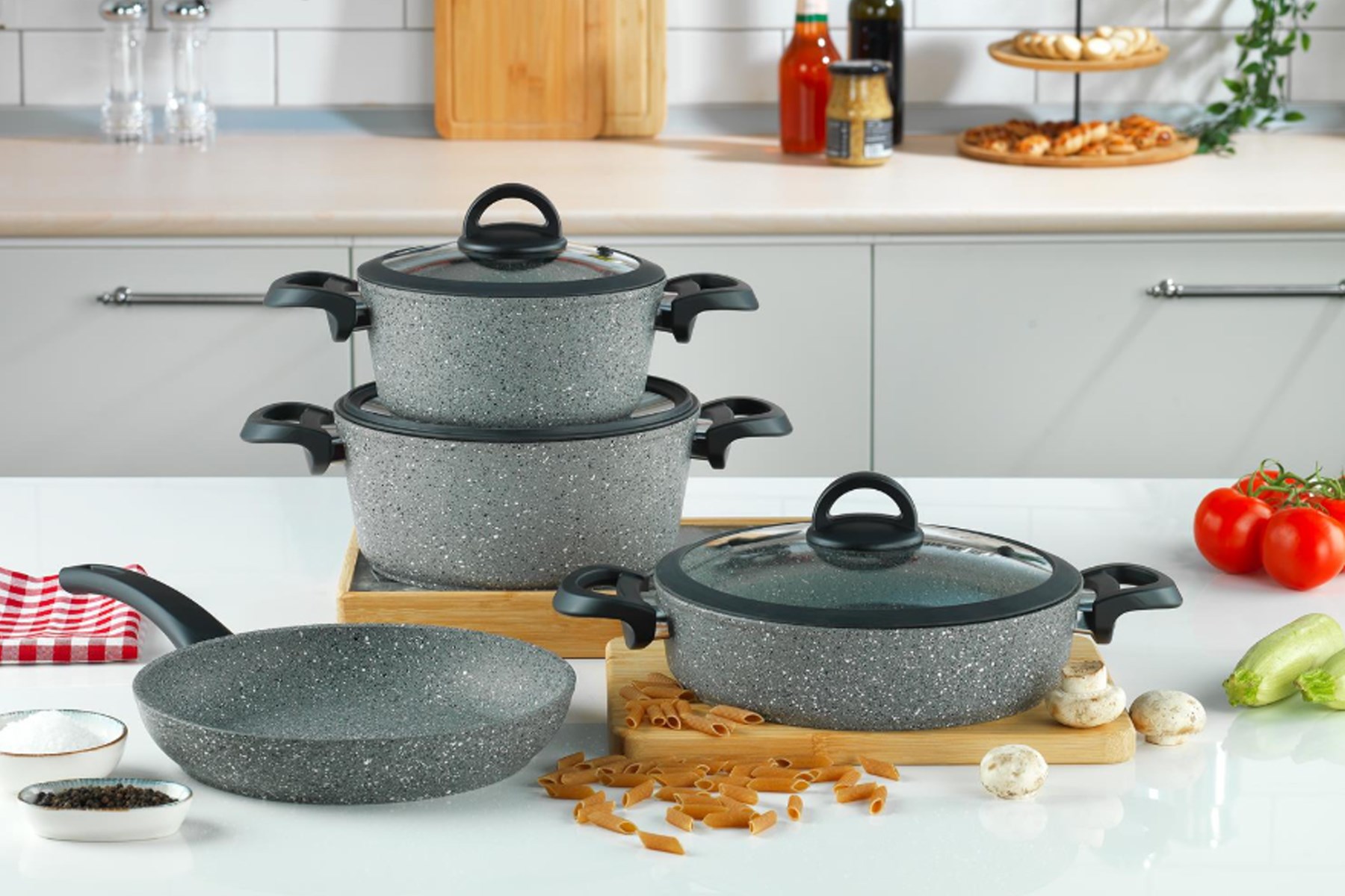 SCHAFER GRI01 734 CUCINA GRANIT 7 PRC.TENCERE SETI - GRI
