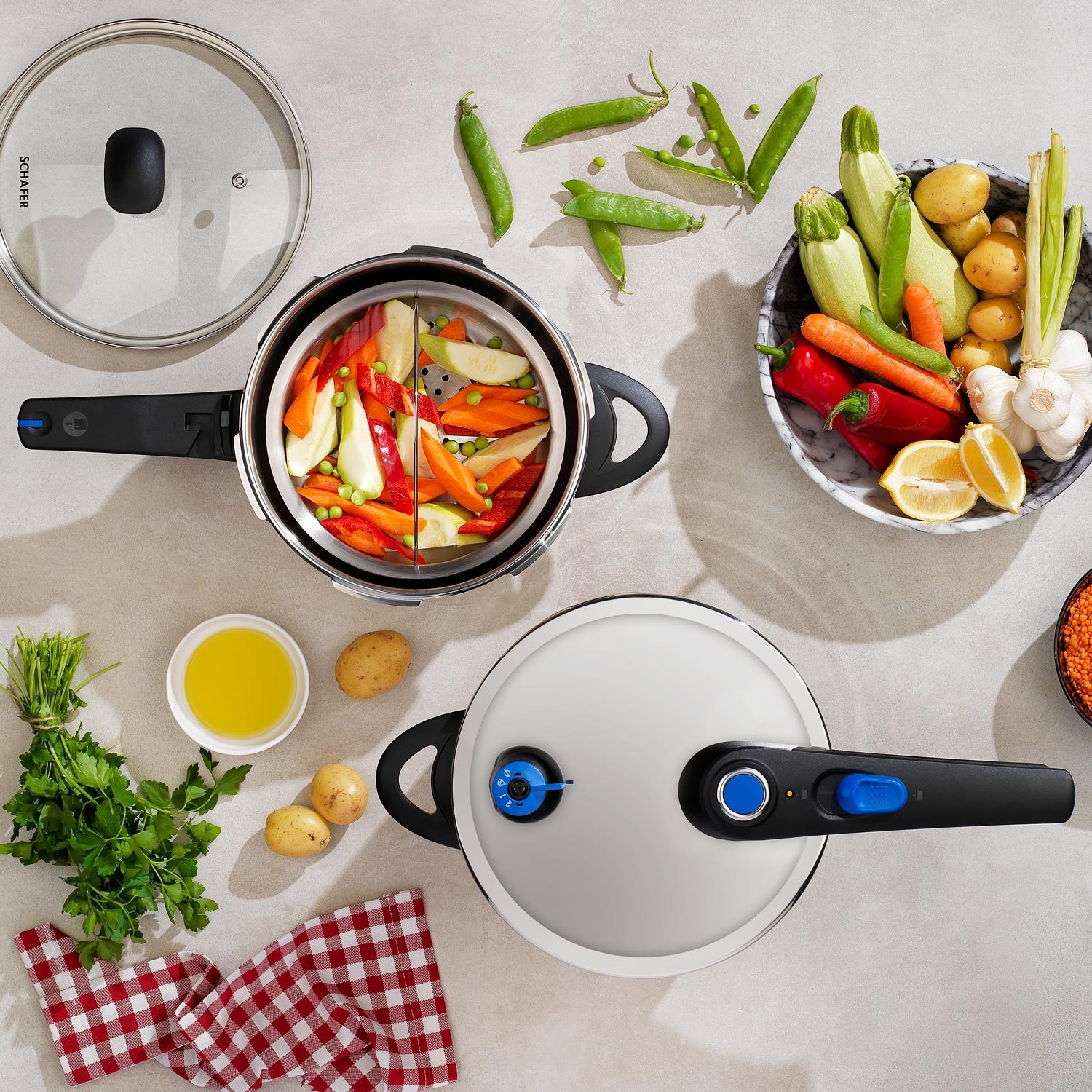 SCHAFER INX01 966 GUSTO CHEF 2 LI DUDUKLU TENCERE SETI 4+7 LT 4 PARCA