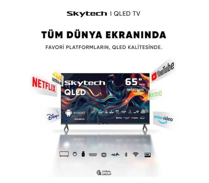 SKYTECH Q65ST3405 65'' 4K ULTRA HD 165 EKRAN QLED TELEVIZYON