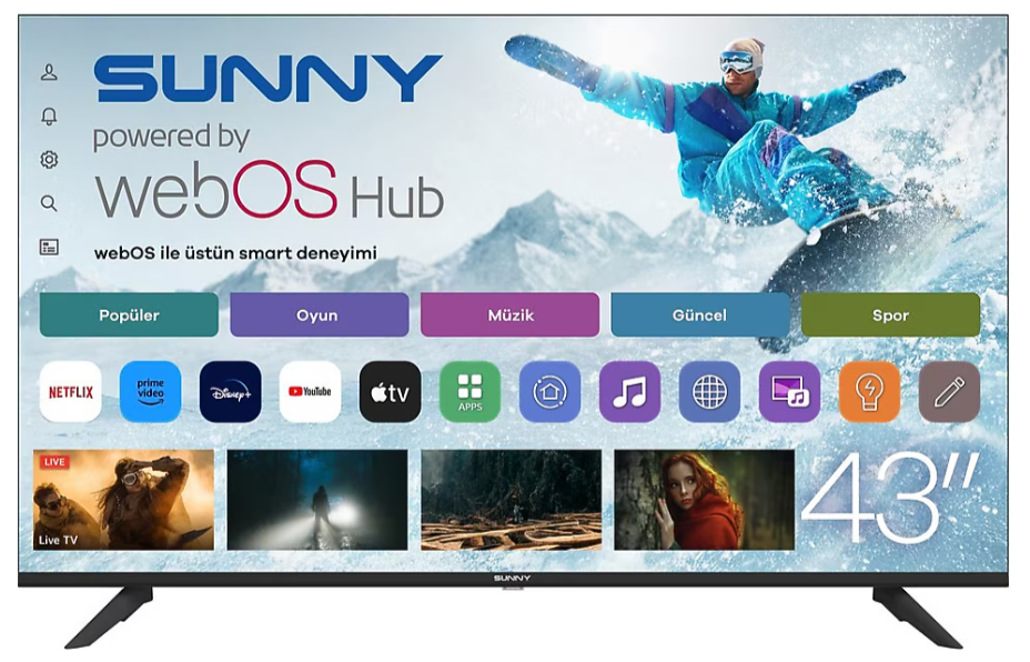 SUNNY SN43FMLN-W02S 43'' 109 EKRAN FHD WEBOS 2.0S D-DUAL LED TELEVIZYON