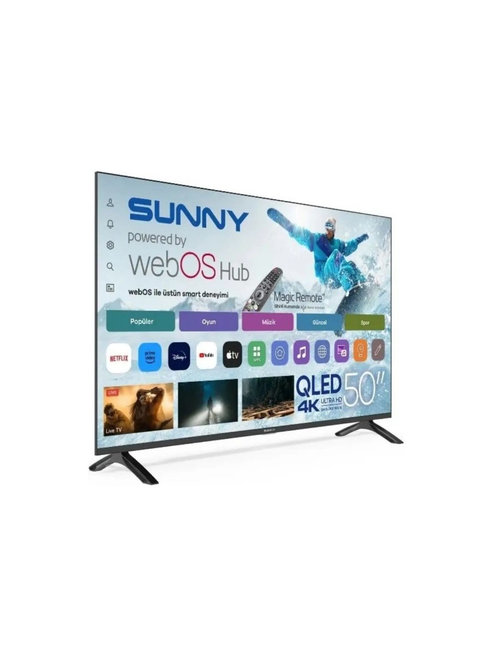 Sunny 50 inç WebOS Smart TV yan görünüm