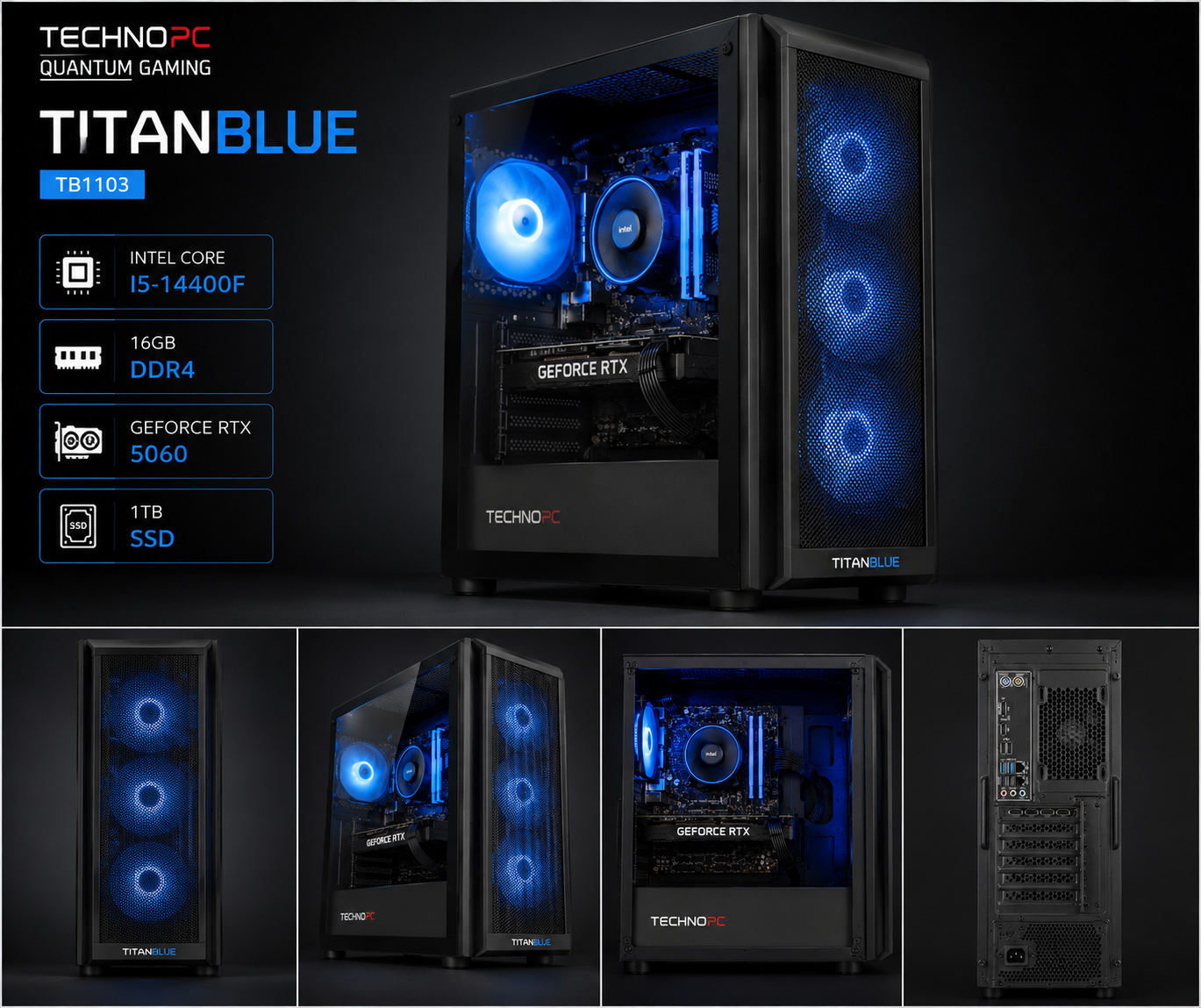 TECHNOPC QUANTUM GAMING TITANBLUE TB1103 I5-14400F 16GB DDR4 5060 KASA