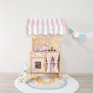  Çocuk Oyun Alanı Duvar Tentesi - Pembe Beyaz Çizgili Ice Cream