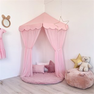 Köşe Tente Tül Perdeli Pembe