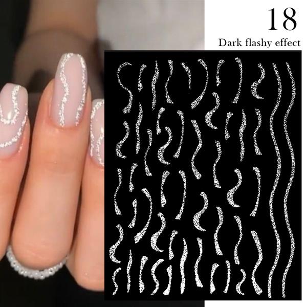 3D Reflektif efekt nail art sticker model - 18 (55881- 18)