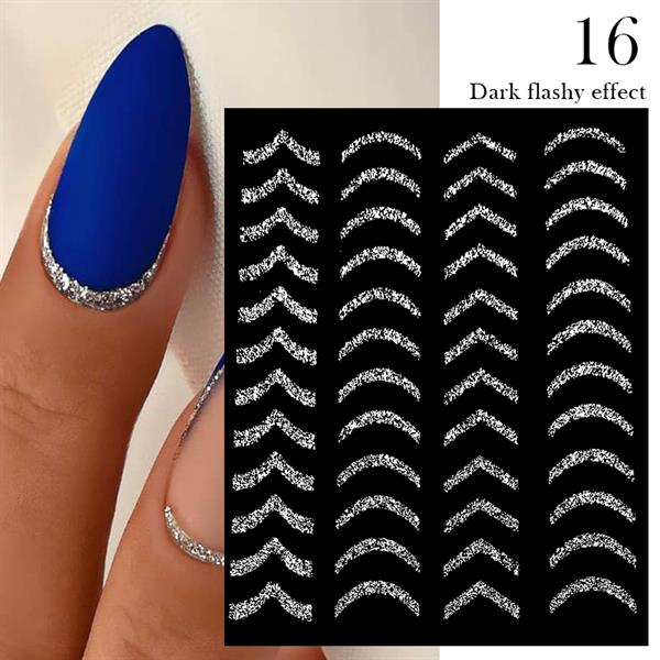 3D Reflektif efekt nail art sticker model - 16 (55881- 16)