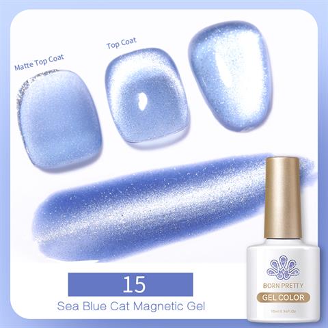Born Pretty 10 ml Sea Blue Kedi gözü oje SB-15 (56466)