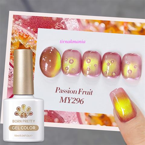 BORN PRETTY 10ml Fruit Colored Kedi Gözü Kalıcı oje MY296 Passion Fruit (61428)