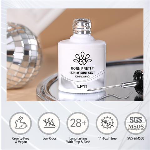 BORN PRETTY 10ml Nail Art Painting Çizim Jeli LP11 Metalik Silver (57196)