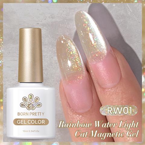 BORN PRETTY 10ml Rainbow Water Light Kedi Gözü Kalıcı Oje RW01 (59708)