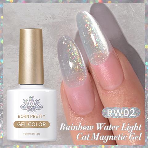 BORN PRETTY 10ml Rainbow Water Light Kedi Gözü Kalıcı Oje RW02 MY85 (59708)