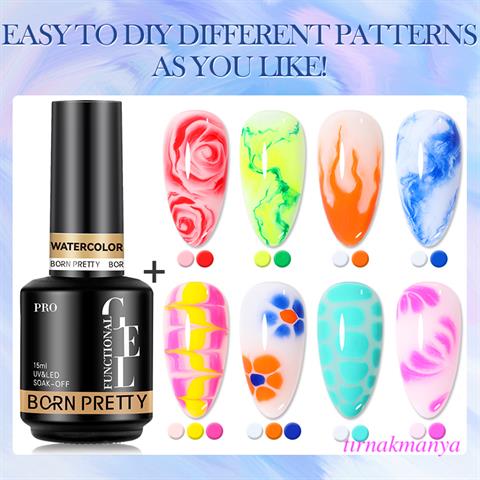 Born Pretty 15 ml Şeffaf renk Watercolor (Suluboya) Efekt Tırnak jeli (58709)