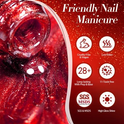 BORN PRETTY 15ml Hema Free Red Cat Magnetic Kalıcı oje T63 (60219)