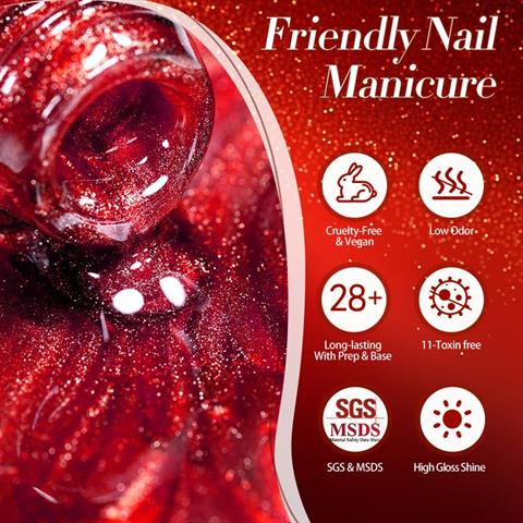 BORN PRETTY 15ml Hema Free Red Cat Magnetic Kalıcı oje T64 (60219)