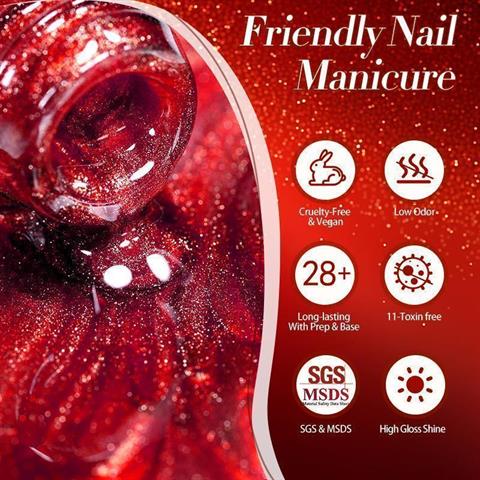 BORN PRETTY 15ml Hema Free Red Cat Magnetic Kalıcı oje T70 (60219)