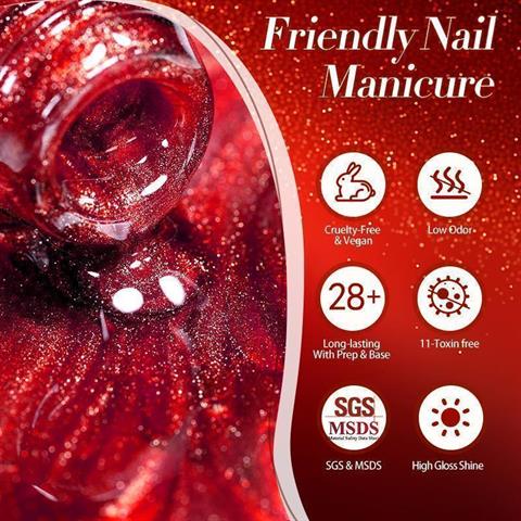 BORN PRETTY 15ml Hema Free Red Cat Magnetic Kalıcı oje T73 (60219)