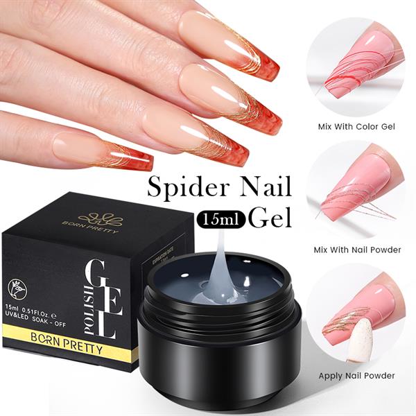BORN PRETTY 15ml Yarı-katı Şeffaf Spider Nail Gel (55878)