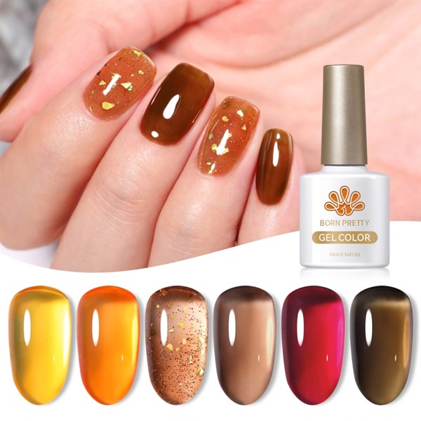 Born Pretty 6 renk Jelly Nude Serisi Cyrstal Amber Oje seti (54706)